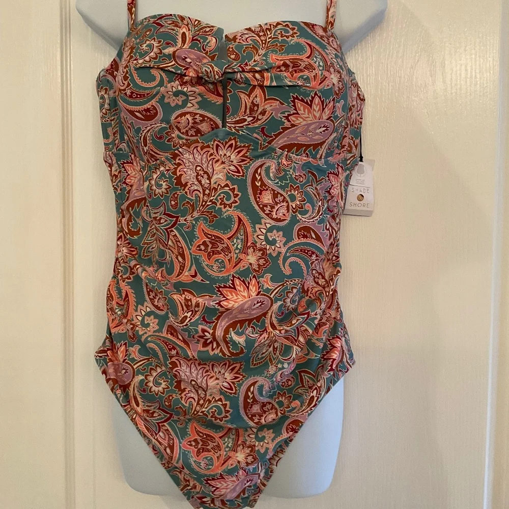 Shade and Shore Paisley Print One-Piece Swimsuit size XL *NWT* - Picture 1 of 5